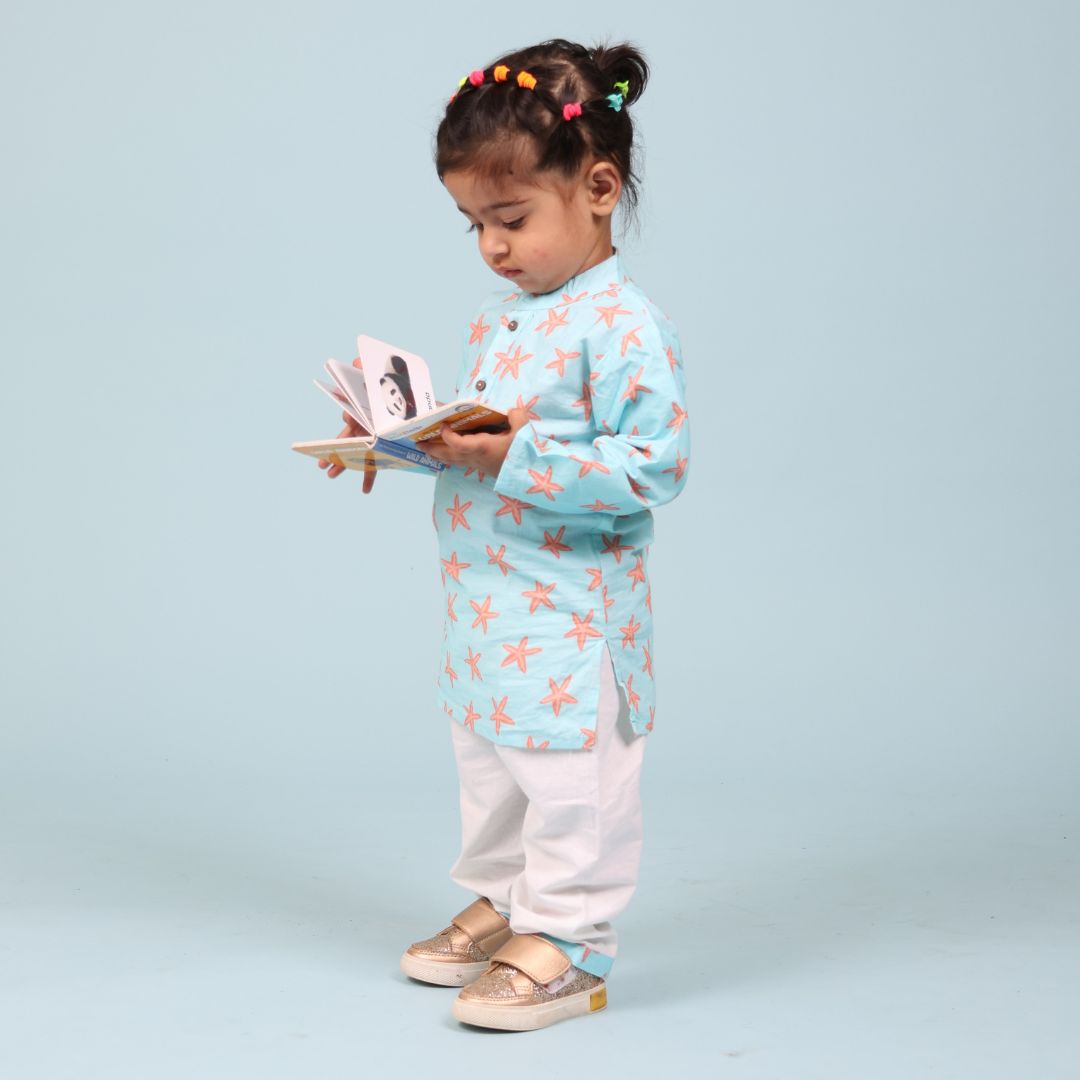 Coral Starfish Cotton Kurta Set