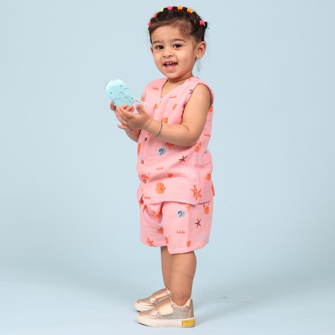 Crabs Muslin Jhabla Top with Shorts