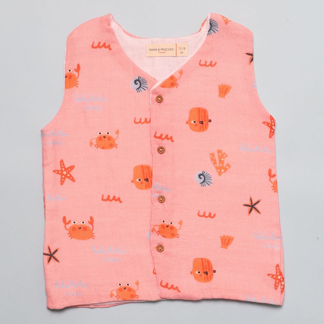 Muslin Vest 2pc Combo - Crabs & Coral Starfish