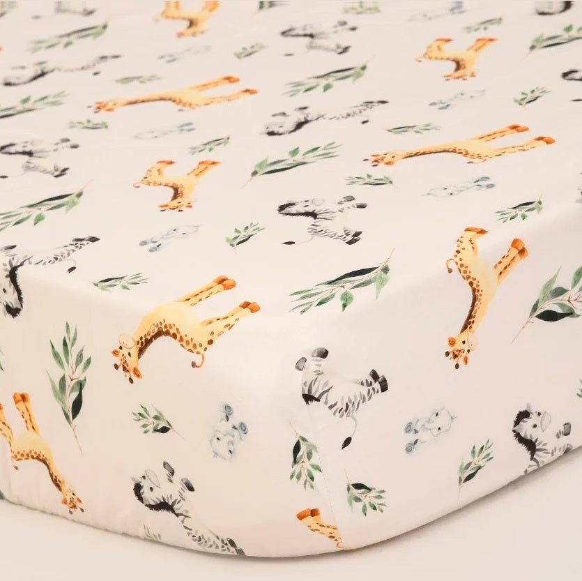 Zebras & Giraffes Fitted Cot Sheet