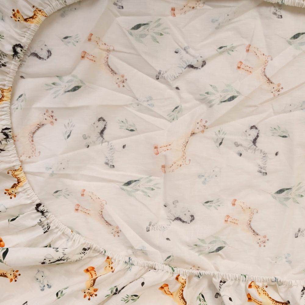 Zebras & Giraffes Fitted Cot Sheet
