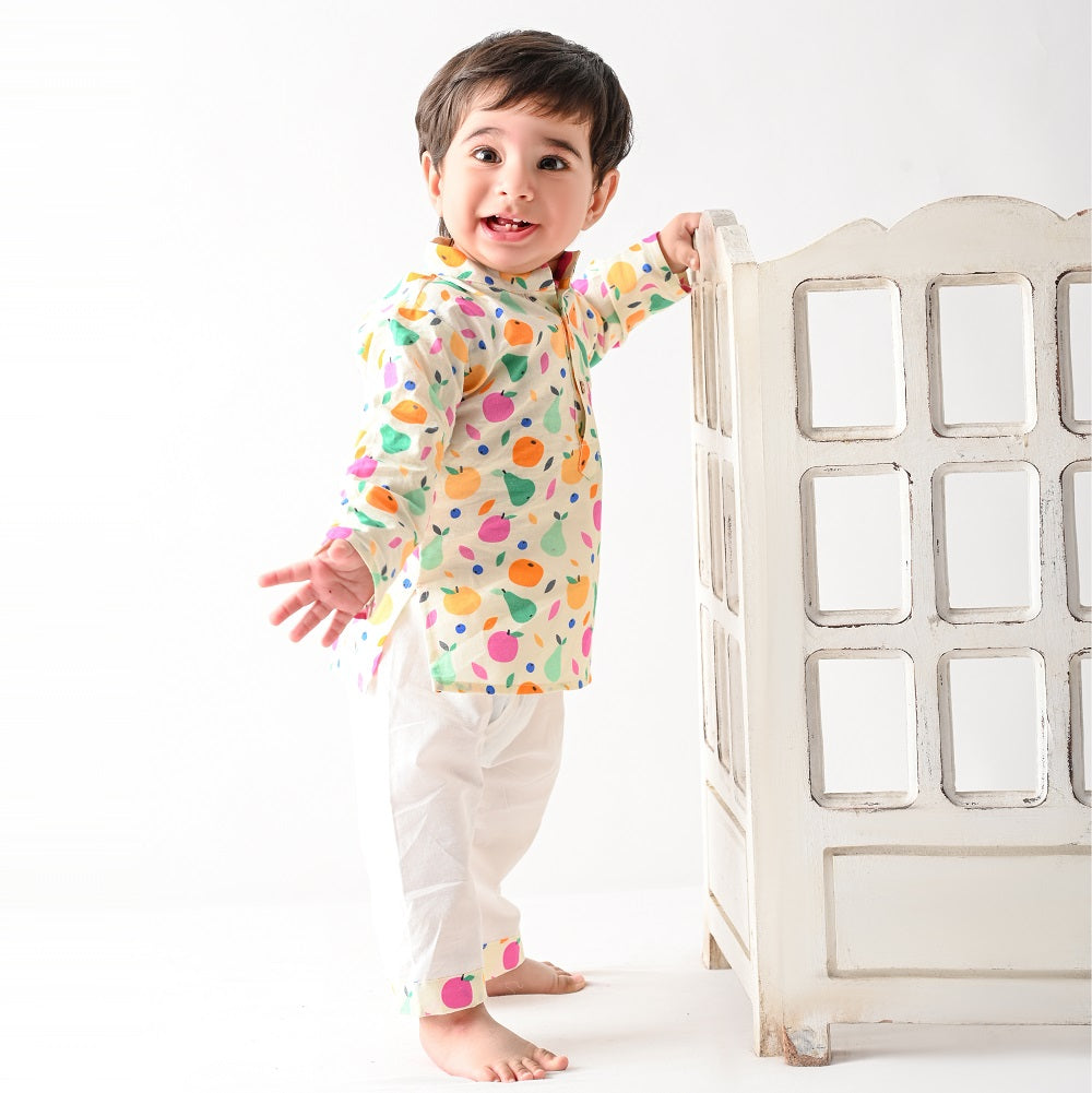 Tropical Fruits Cotton Kurta Set