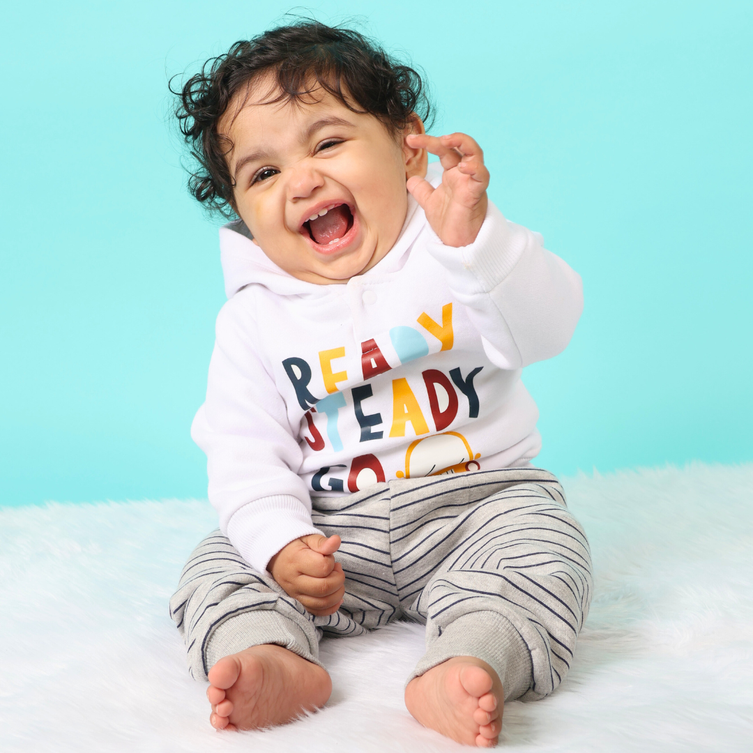 White Ready Steady Go Hoodie 2-piece Sweatshirt Set