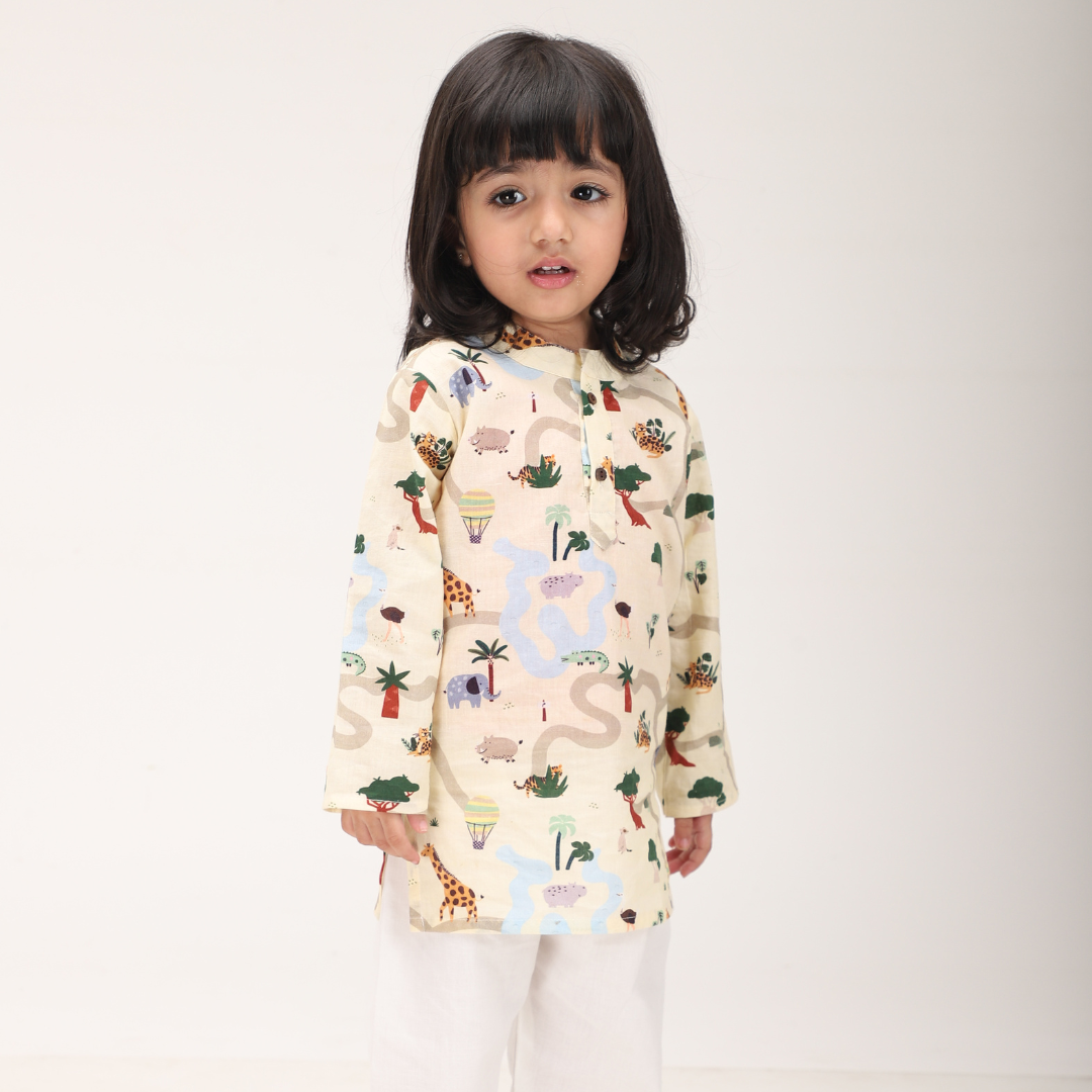Fun at Safari Cotton Kurta Set