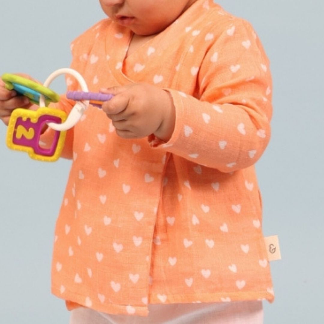 Hearts Muslin Angrakha Set