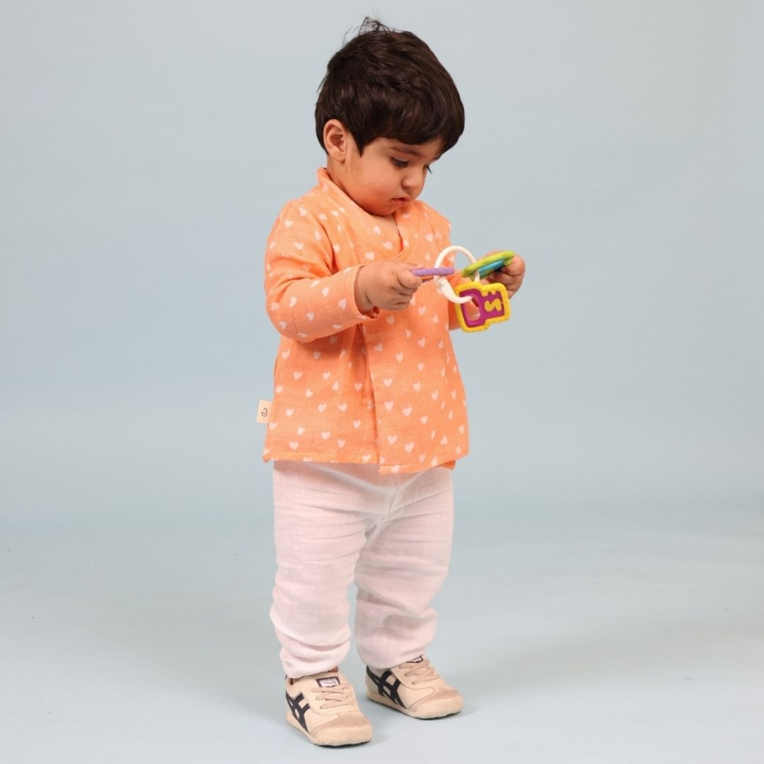 Hearts Muslin Angrakha Set