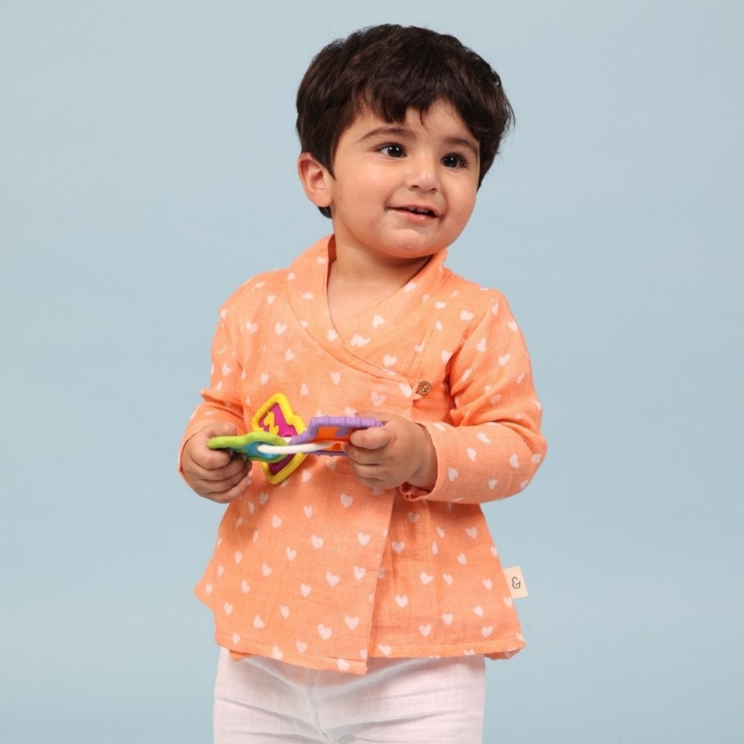 Hearts Muslin Angrakha Set