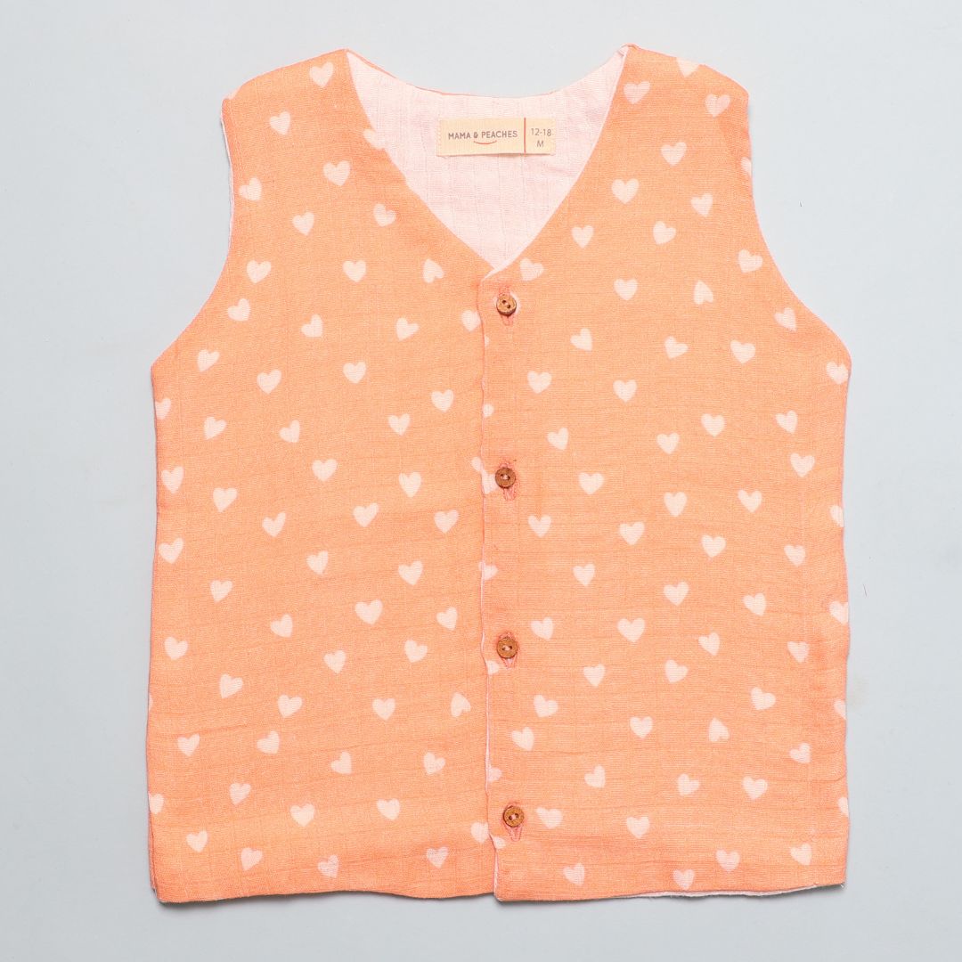 Muslin Vest 2pc Combo - Hearts & Colourful Polka