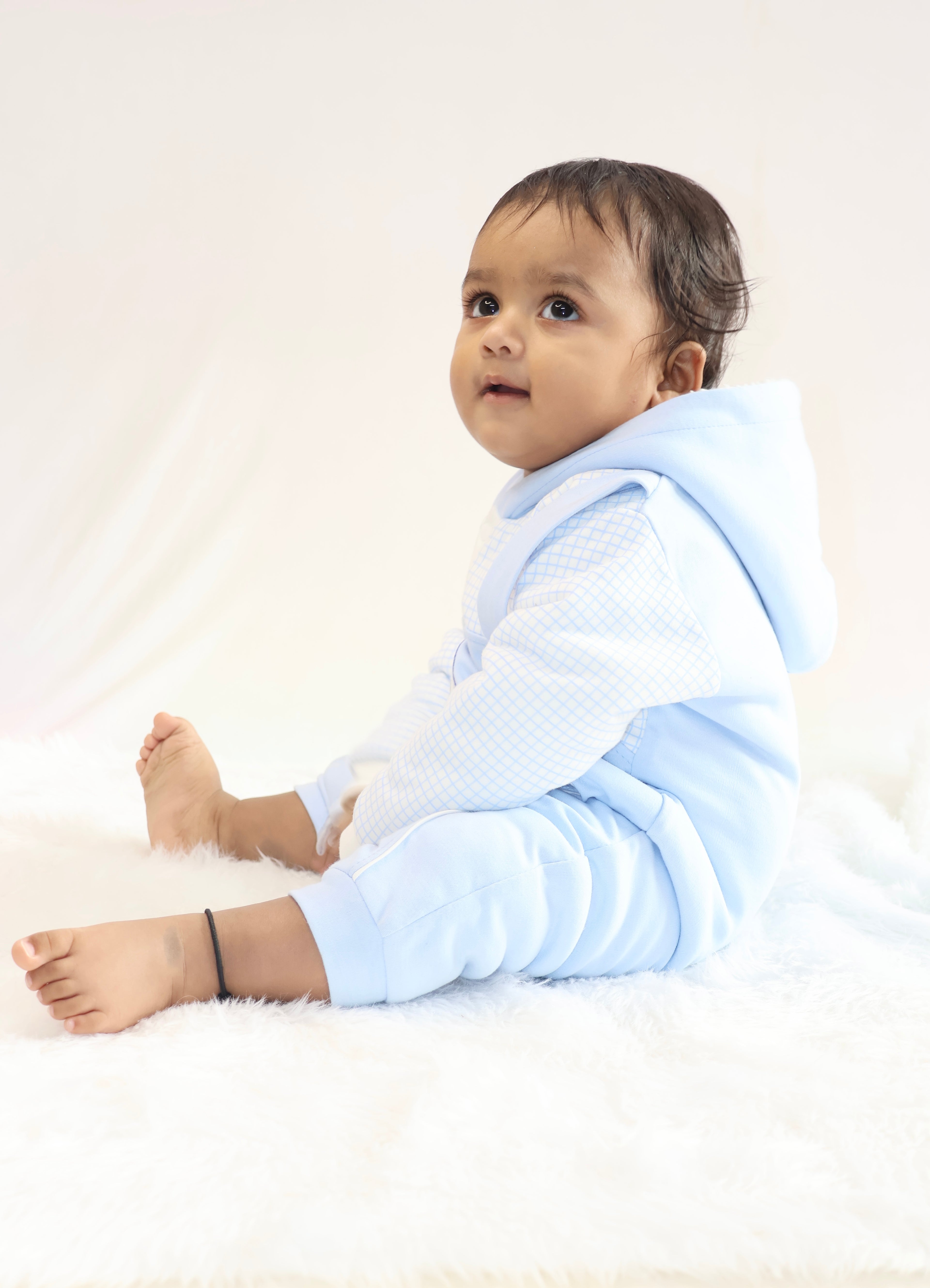 Blue car fleece romper with Sherpa