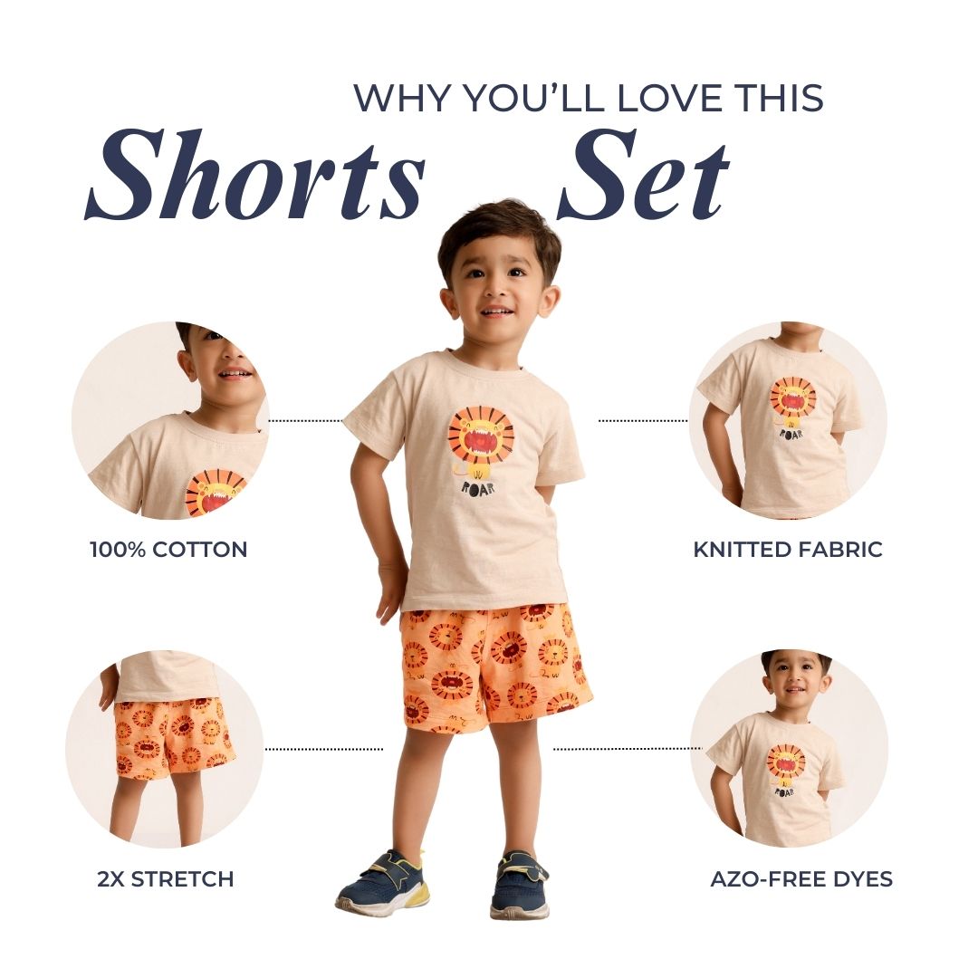 Roar Like A Lion Cotton T-Shirt & Shorts Set