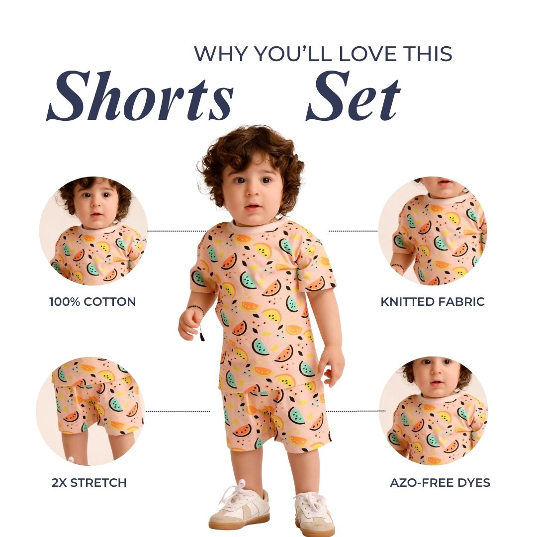 Vibrant Lemons Cotton T-Shirt & Shorts Set