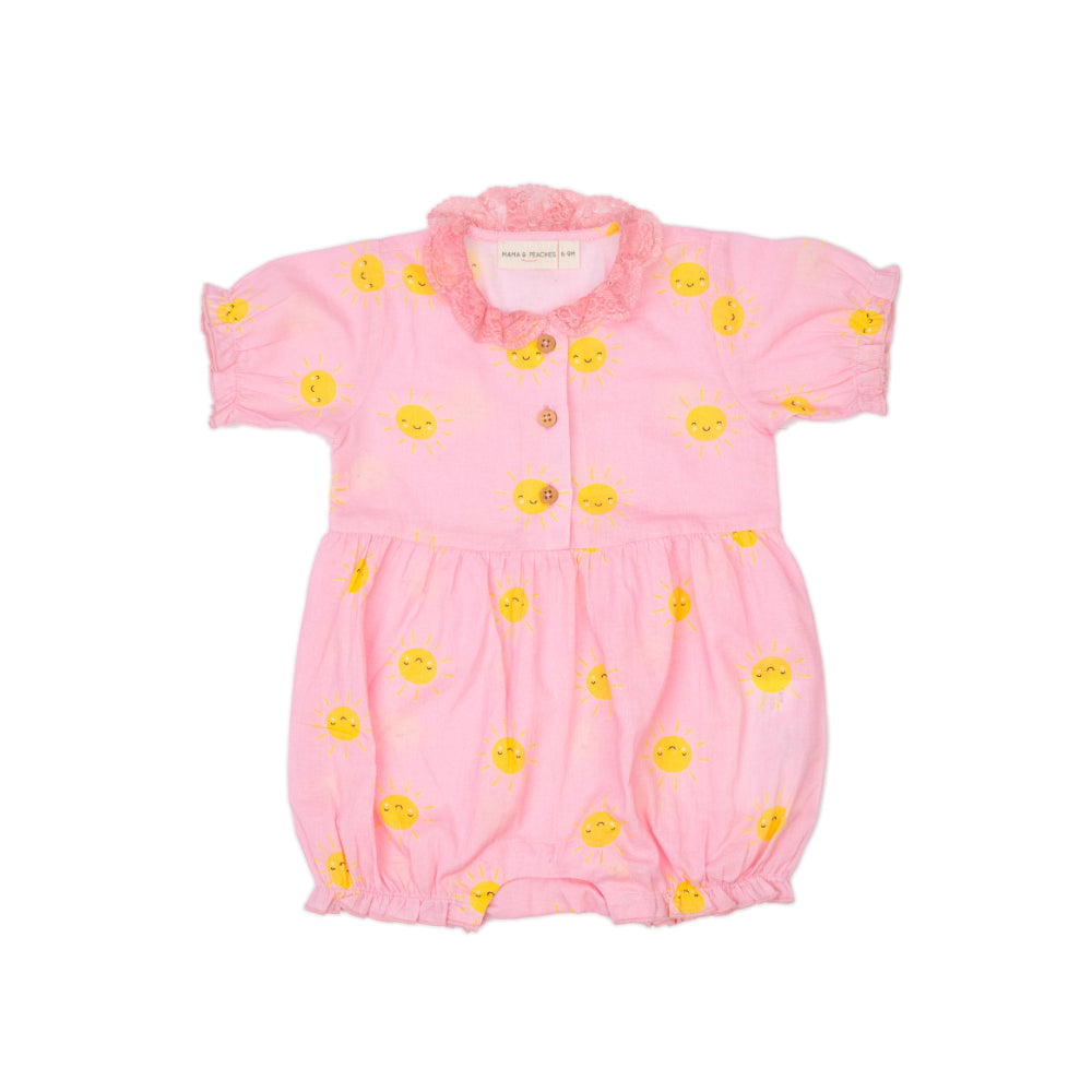 Jumpsuit with lace collar in Pink Sun