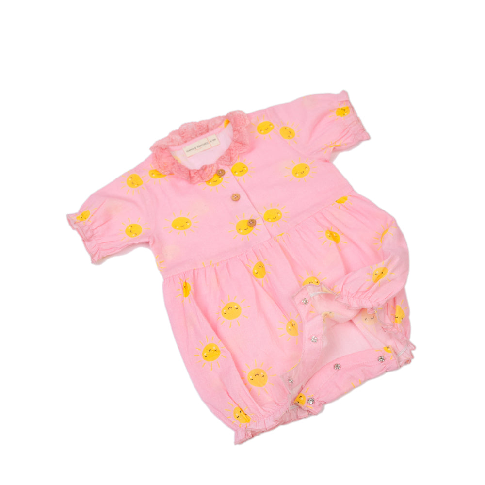 Jumpsuit with lace collar in Pink Sun