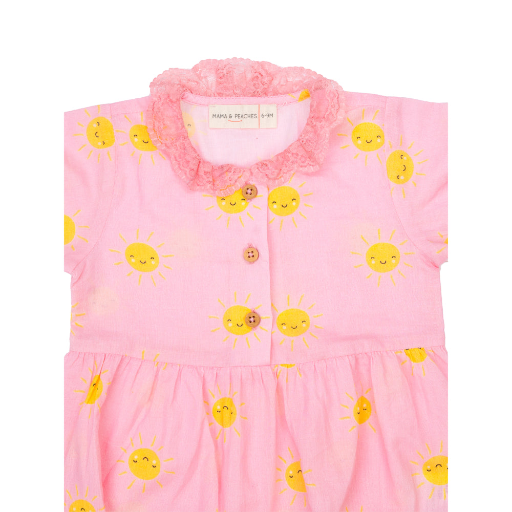 Jumpsuit with lace collar in Pink Sun
