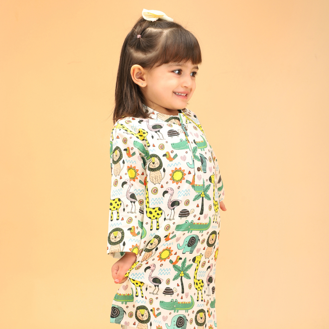 Jungle Animals Cotton Kurta Set