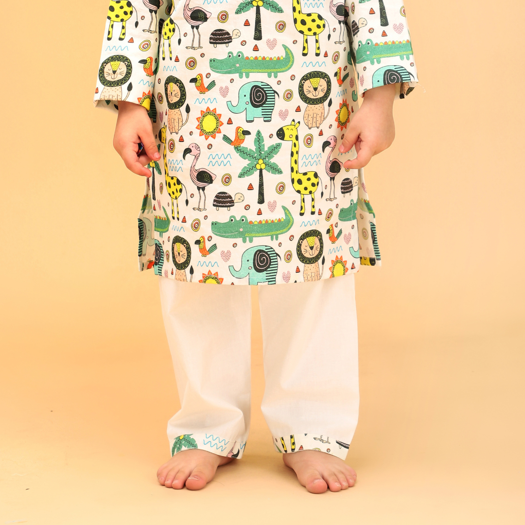Jungle Animals Cotton Kurta Set