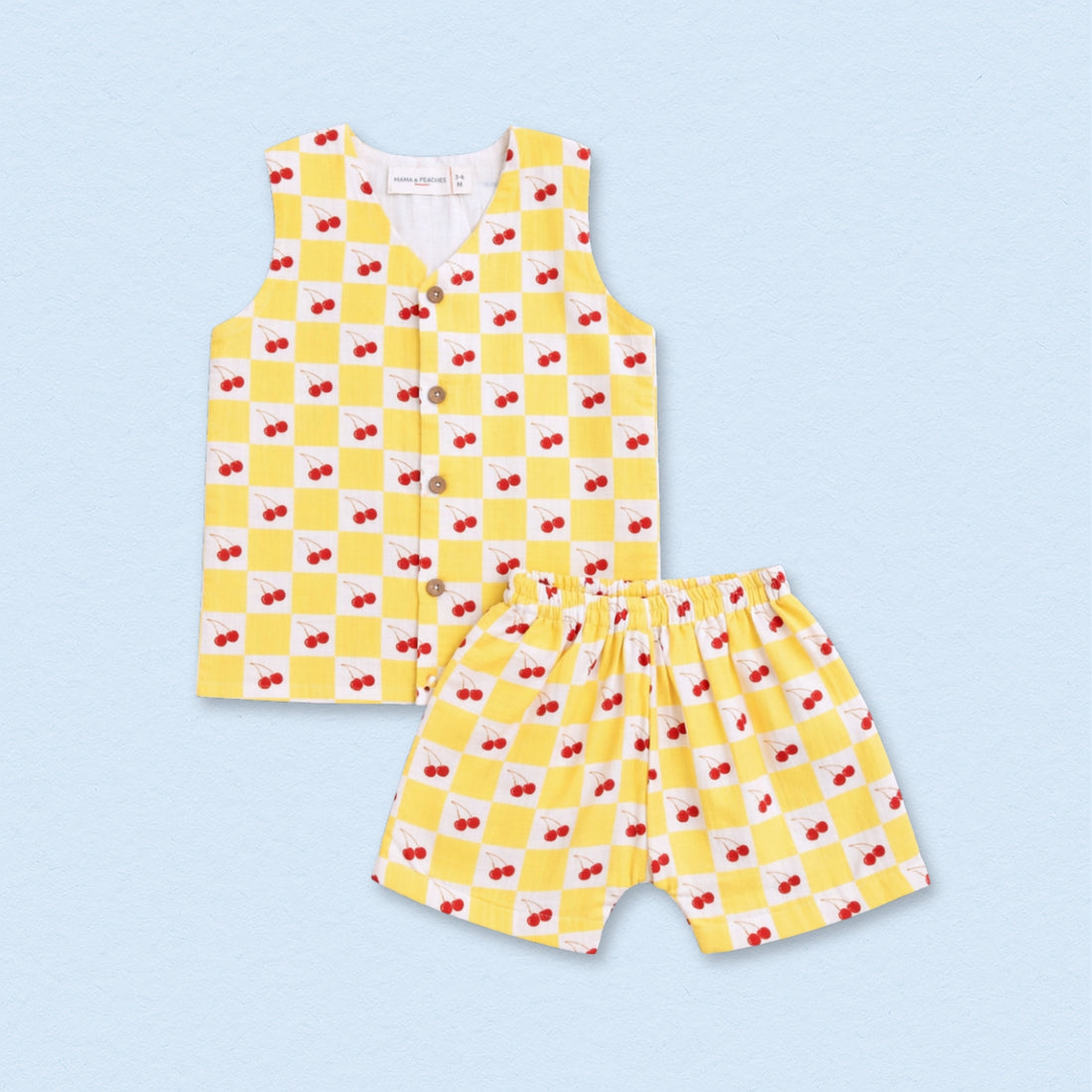 Very Cherry Muslin Jhabla Top with Shorts