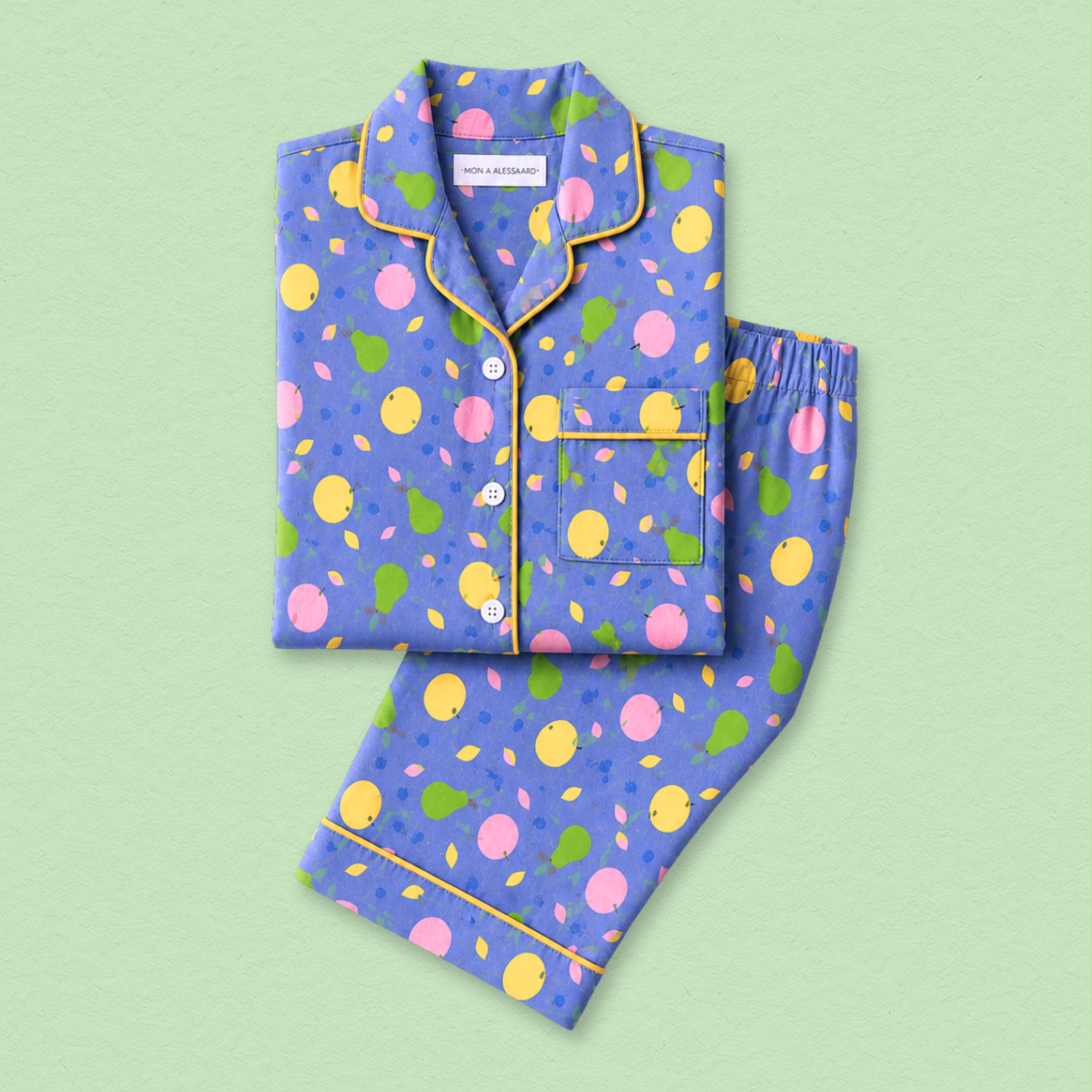 Purple Tropical Fruits Full Sleeves Night Suit