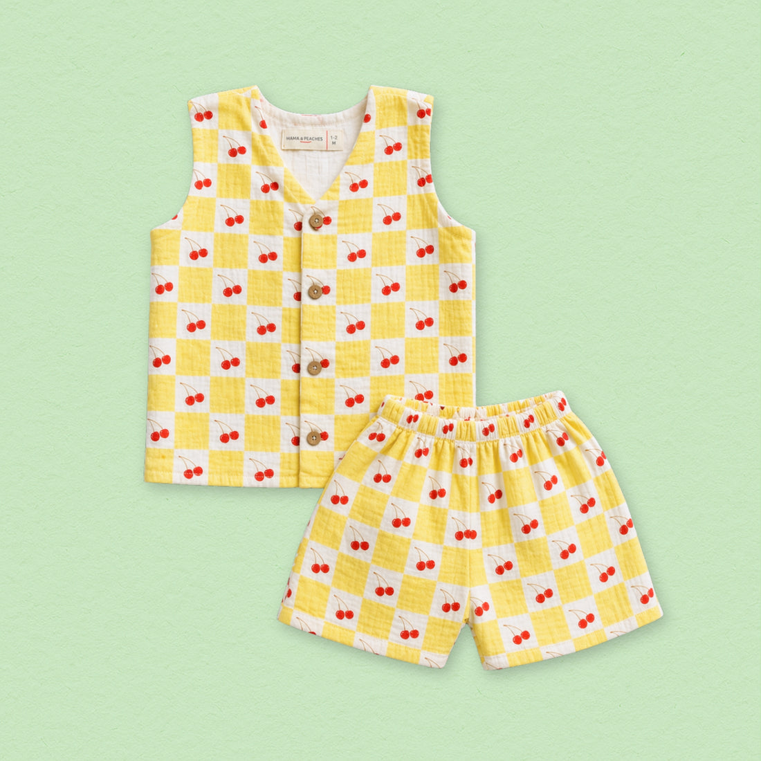 Very Cherry Muslin Jhabla Top with Shorts