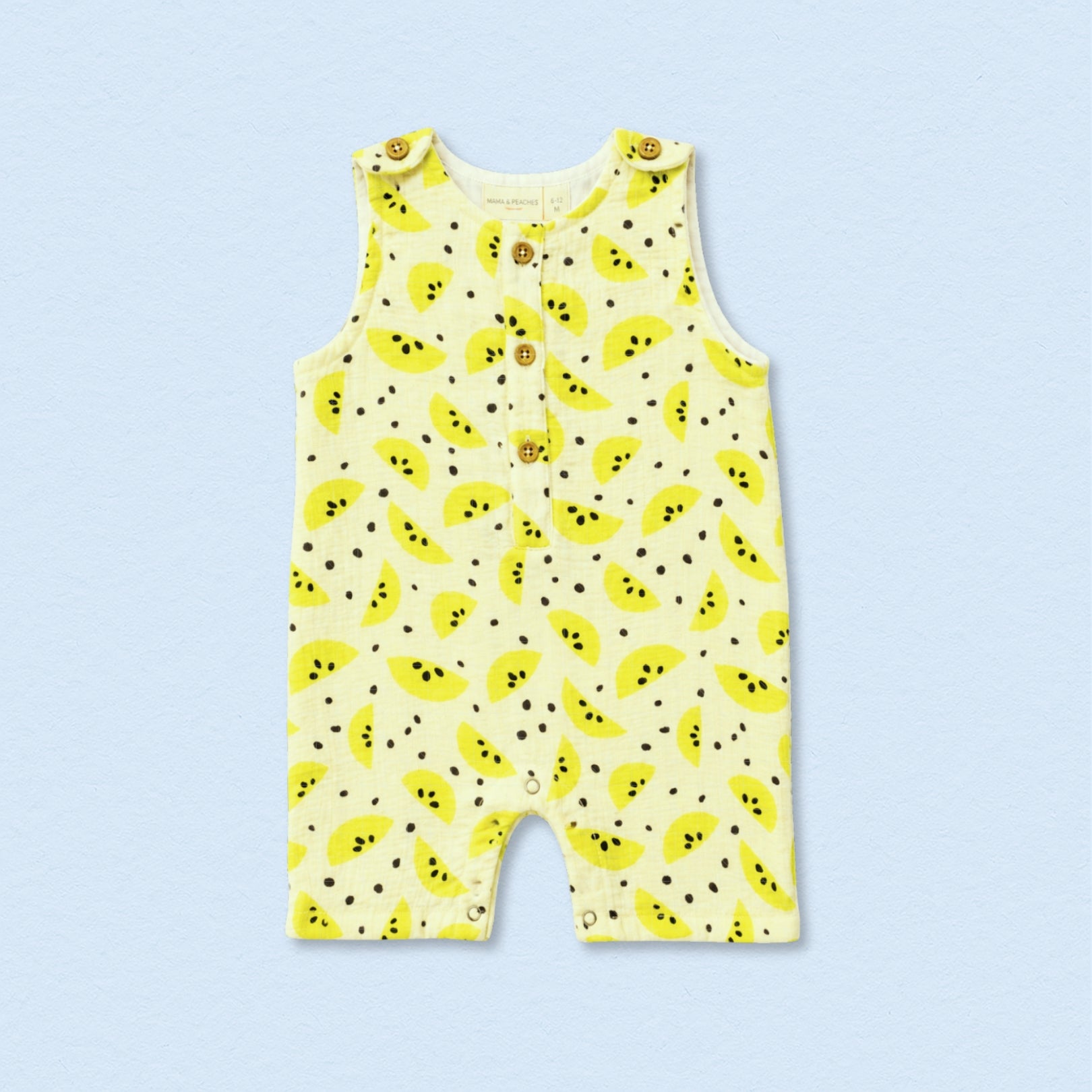 Yellow Lemons Muslin Double Layer Romper