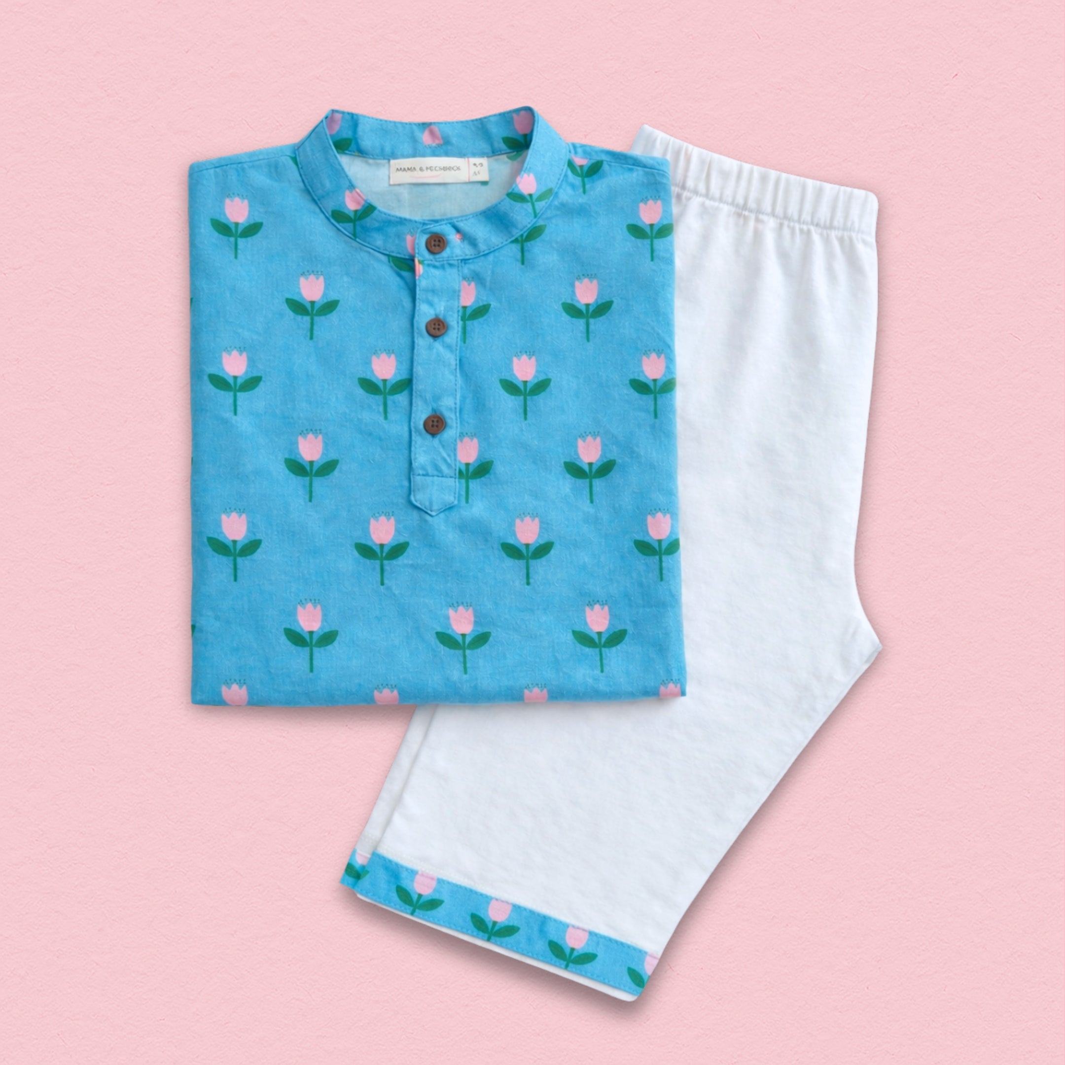 Pretty Flower Cotton Kurta Set