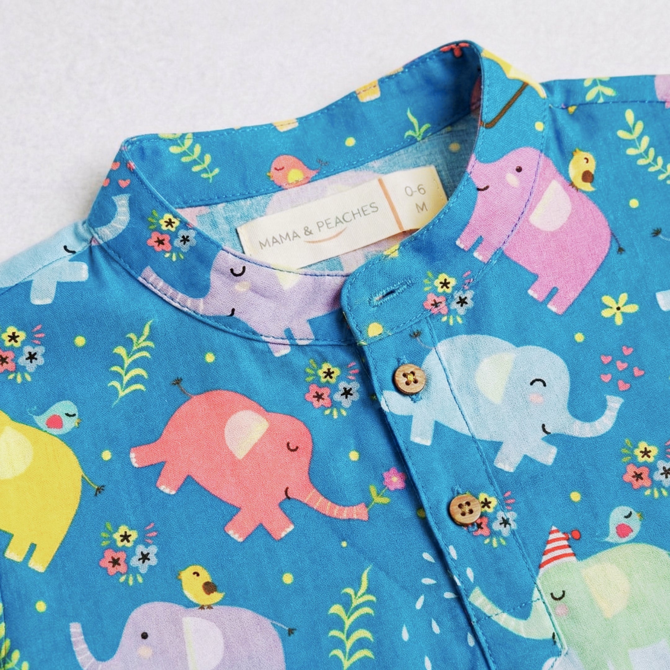 Dancing Elephants Blue Kurta Set