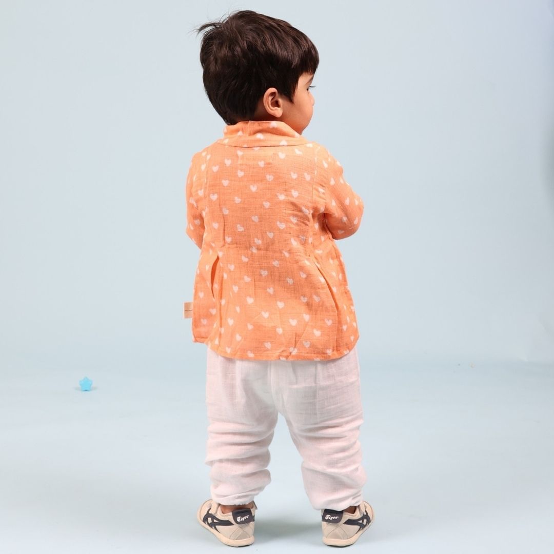 Hearts Muslin Angrakha Set