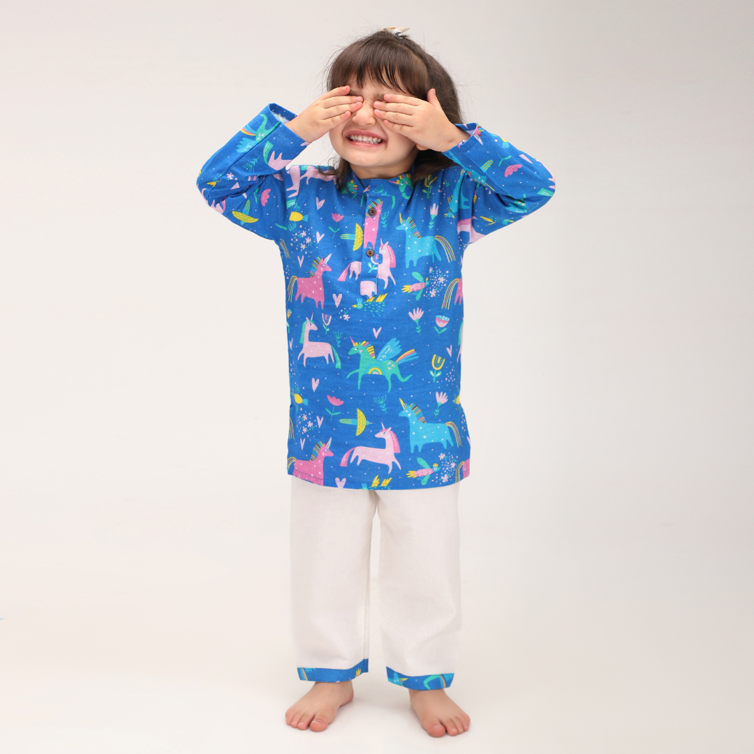 Mystical Unicorn Cotton Kurta Set