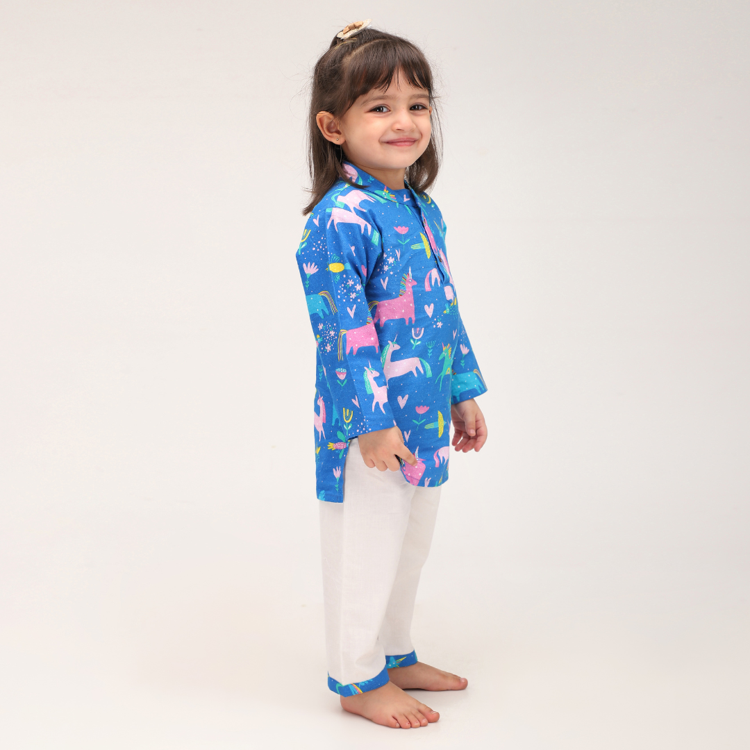 Mystical Unicorn Cotton Kurta Set