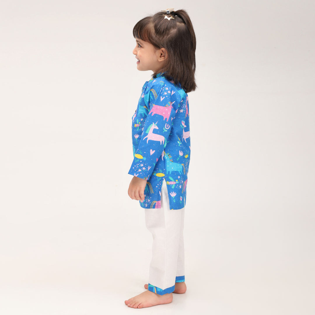Mystical Unicorn Cotton Kurta Set