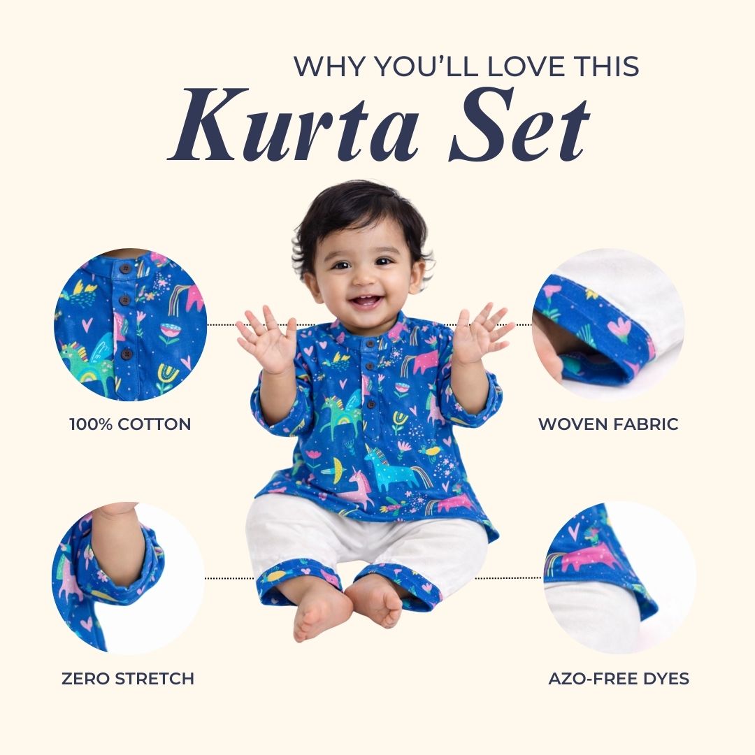 Mystical Unicorn Cotton Kurta Set