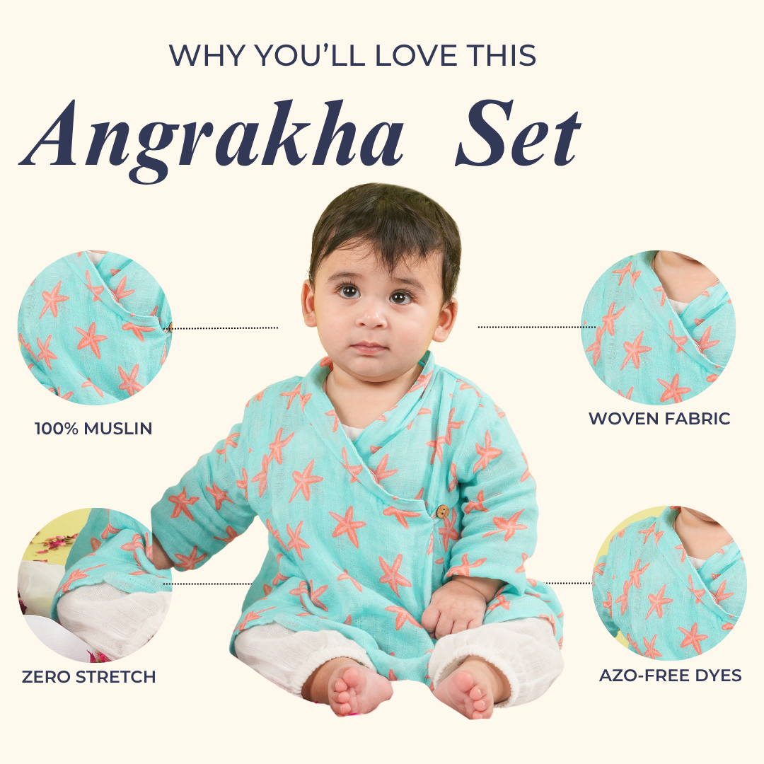 Coral Starfish Muslin Angrakha Set