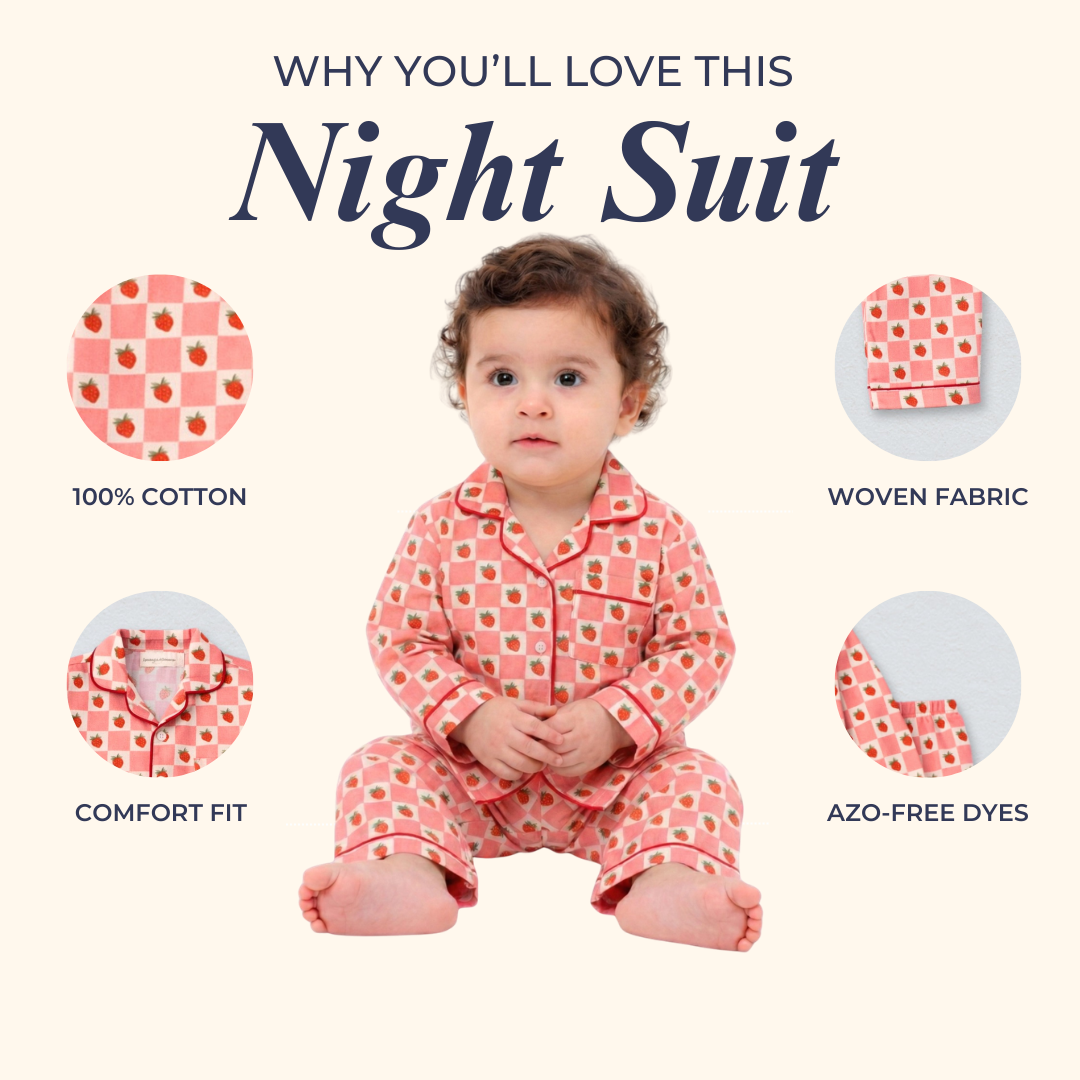 Strawberries Full Sleeves Night Suit
