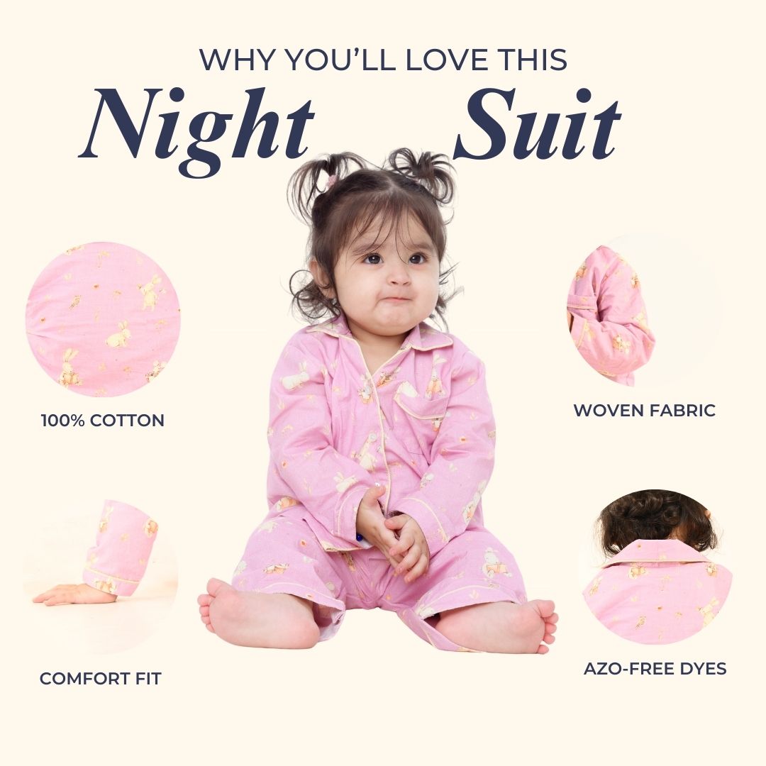 Playful Rabbits Full Sleeves Night Suit