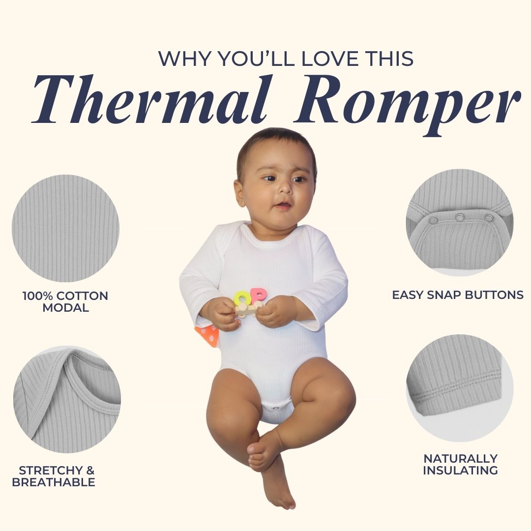 Pack Of 2 Thermal Rompers (Sky + Dark Grey)