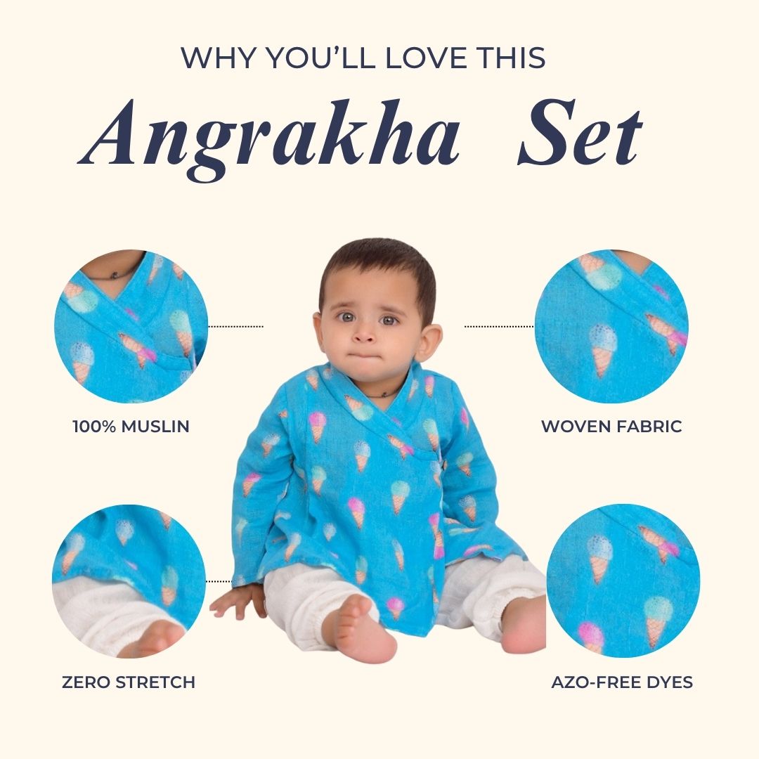 Raspberry Icecream Muslin Angrakha Set