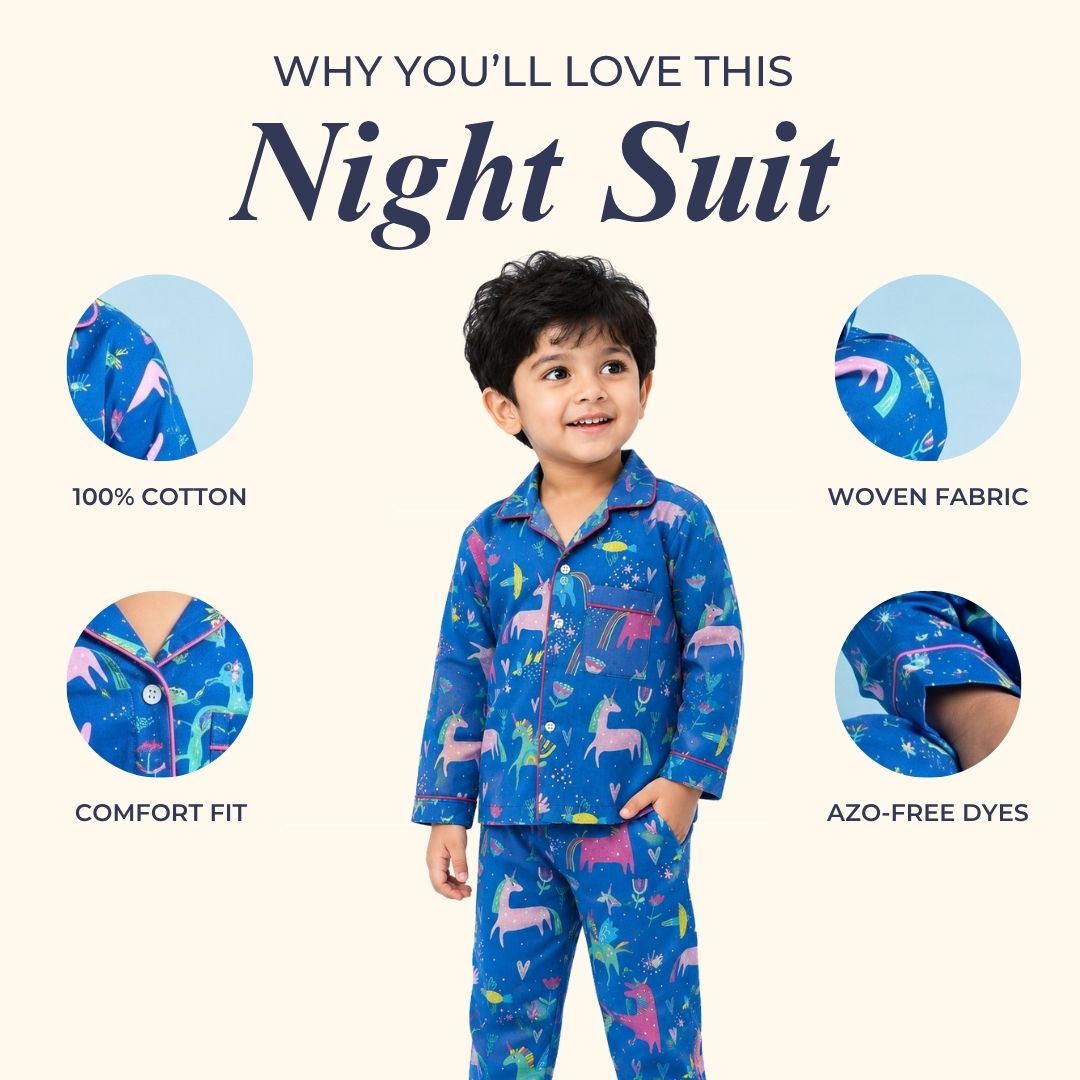 Mystical Unicorn Full Sleeves Night Suit