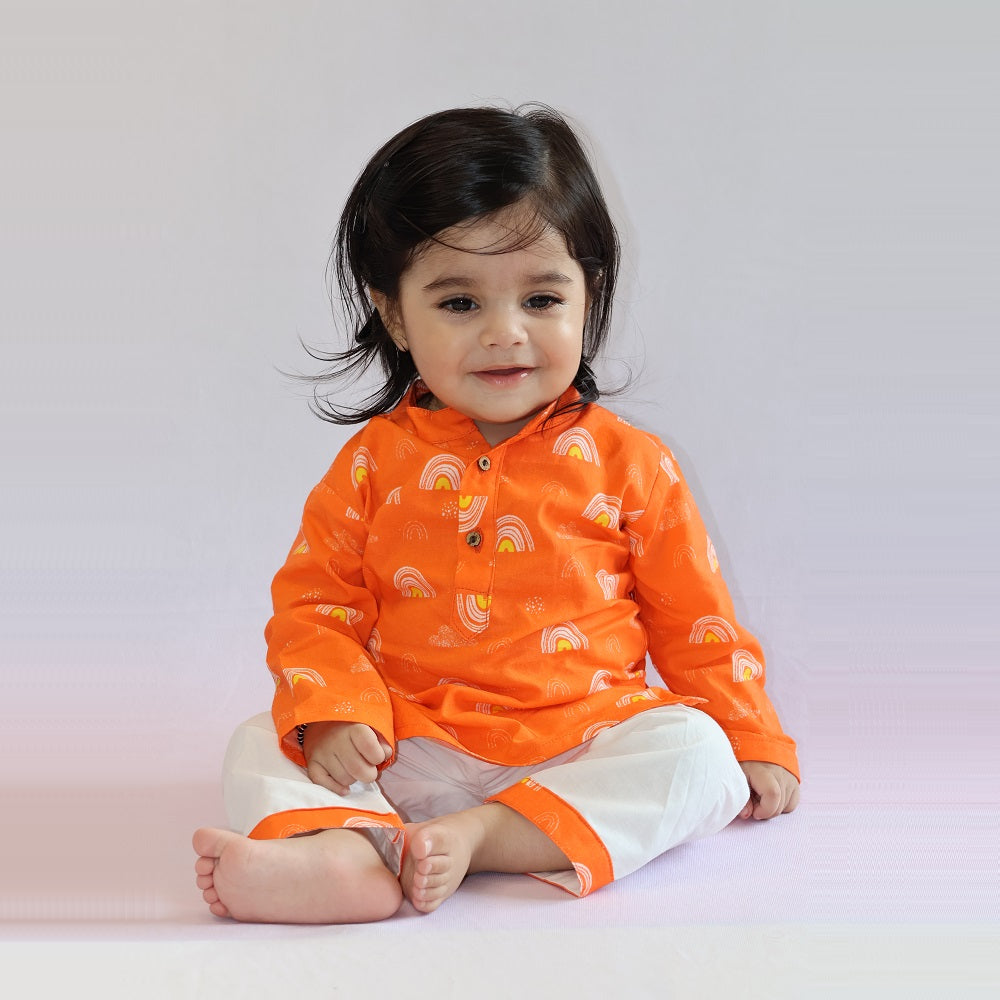 Orange Rainbows Kurta Set