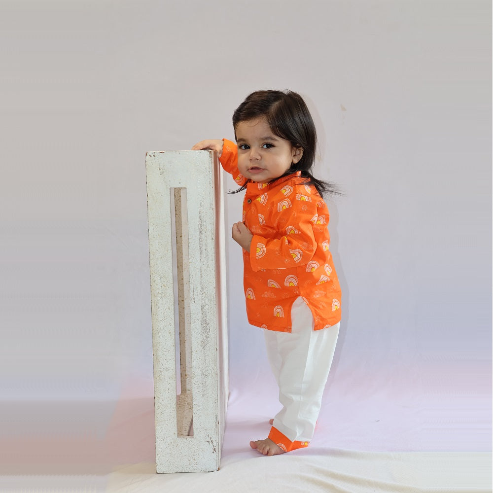 Orange Rainbows Kurta Set