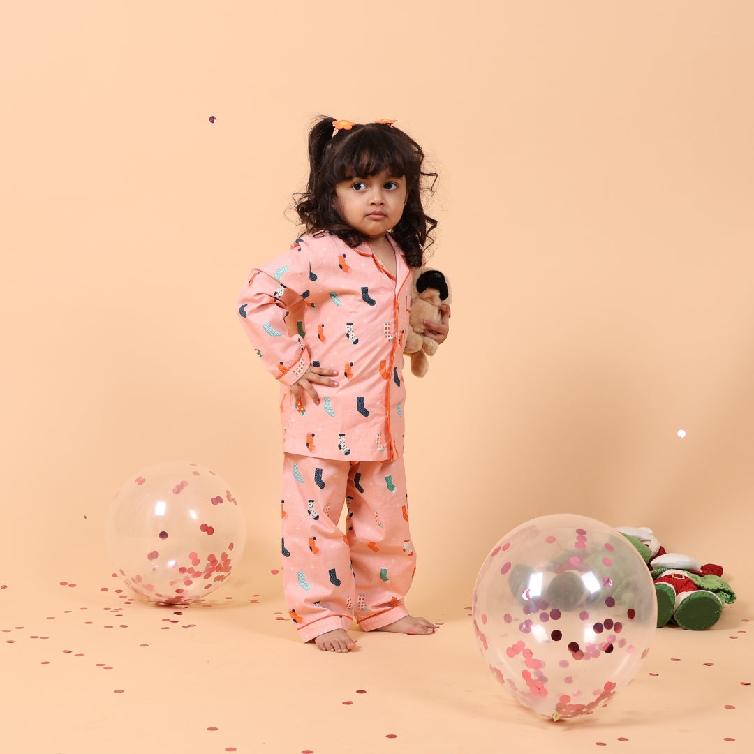 Colourful Stockings Full Sleeves Night Suit
