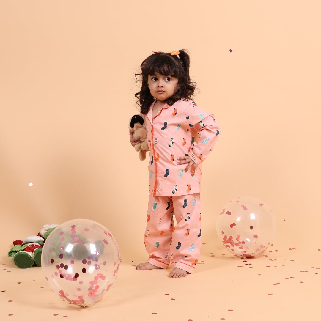 Colourful Stockings Full Sleeves Night Suit
