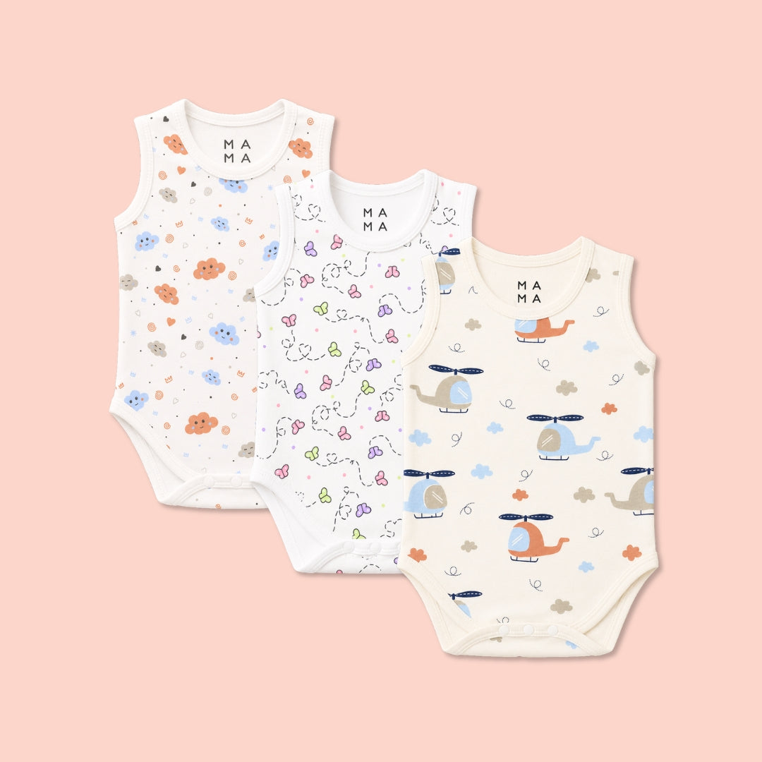 Pack of 3 Snap Inner Suits (Lil Fleas+Sweet Clouds+Baby Chopper)