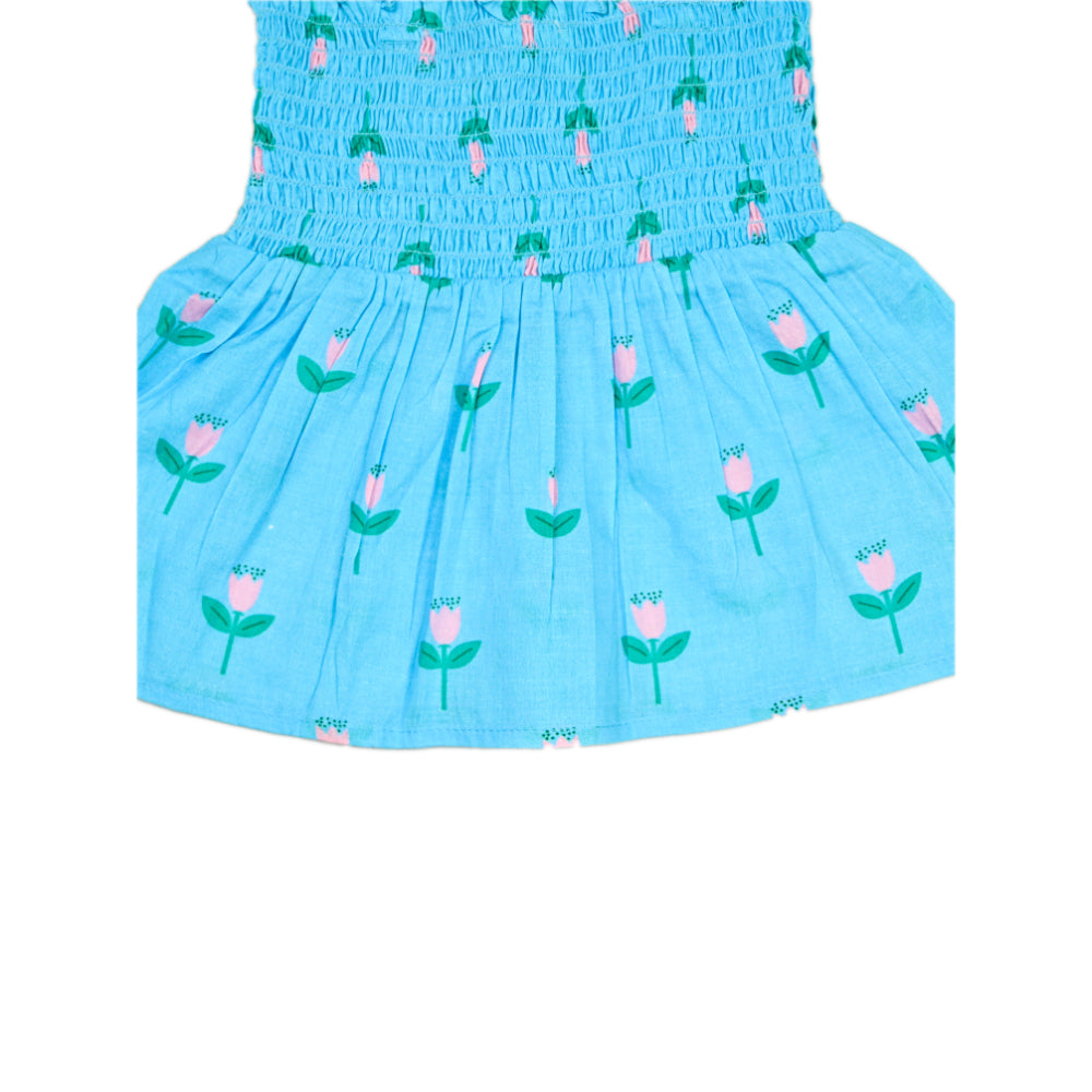 Smocked Kurta Top with Wide Pants in Pretty Flowers