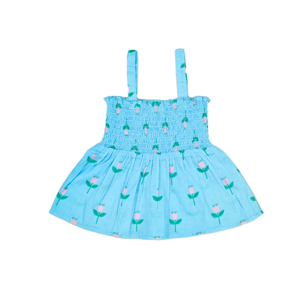 Smocked Kurta Top with Wide Pants in Pretty Flowers