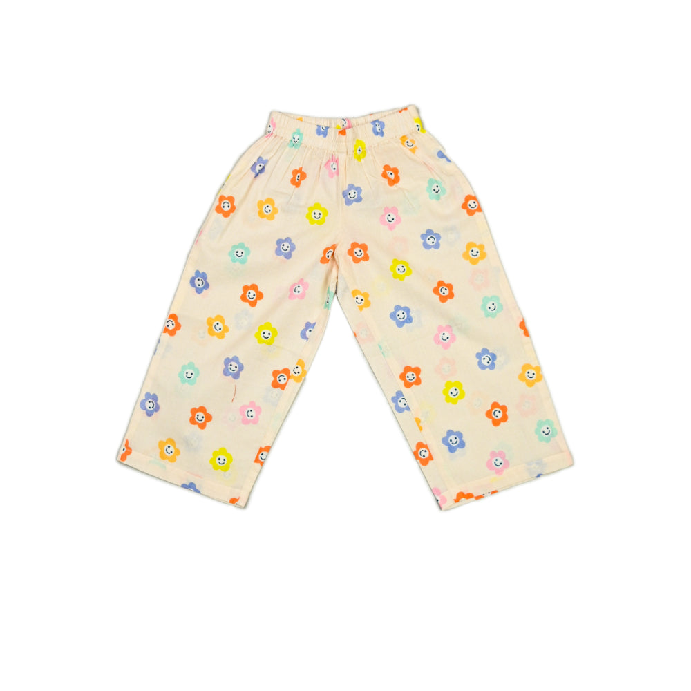 Smocked Kurta Top with Wide Pants in Smiling Flowers