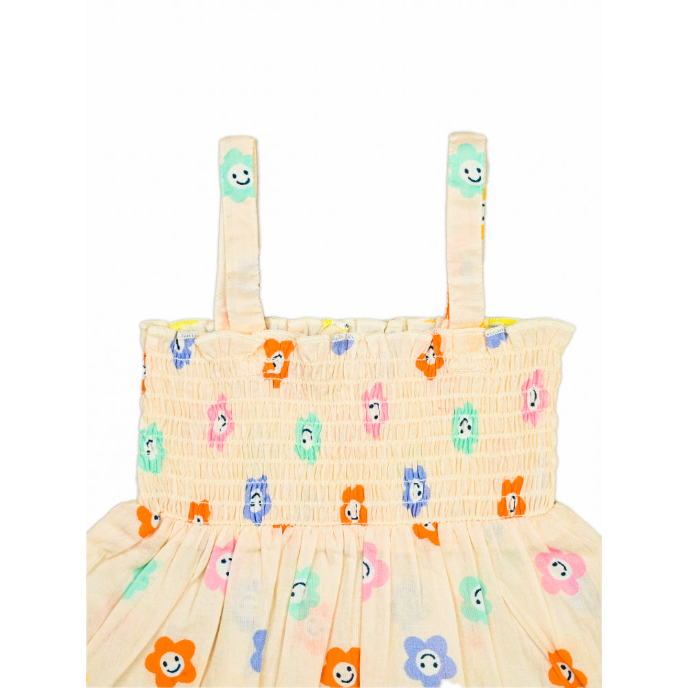 Smocked Kurta Top with Wide Pants in Smiling Flowers