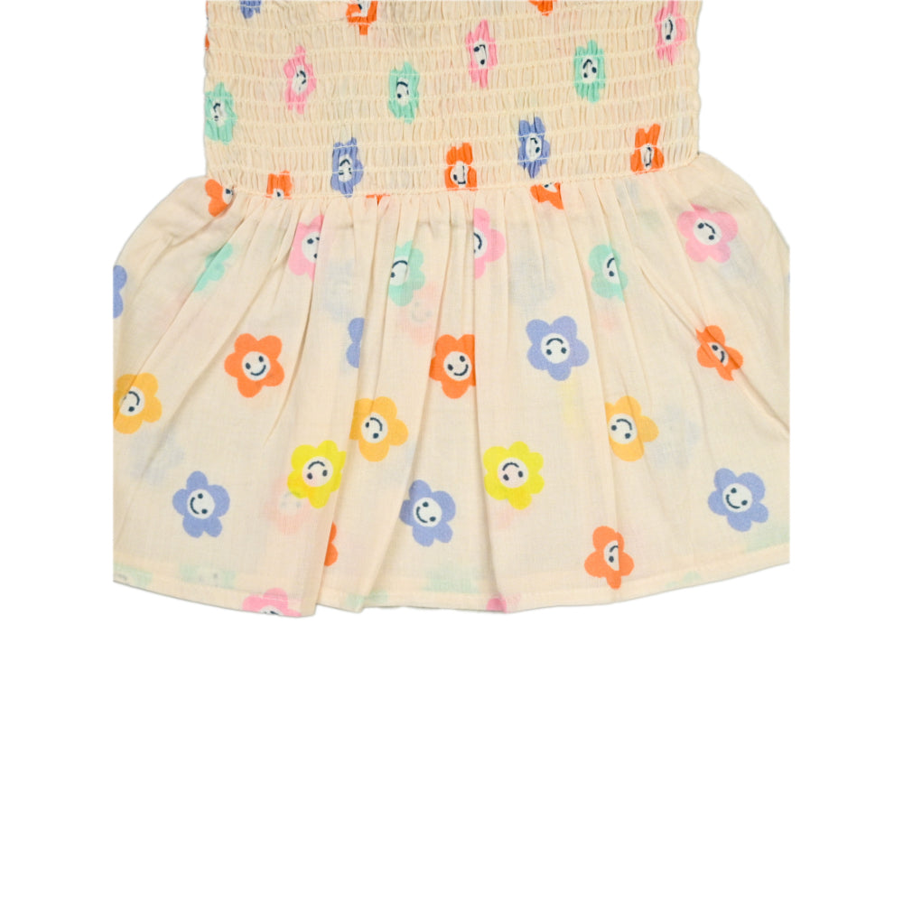 Smocked Kurta Top with Wide Pants in Smiling Flowers