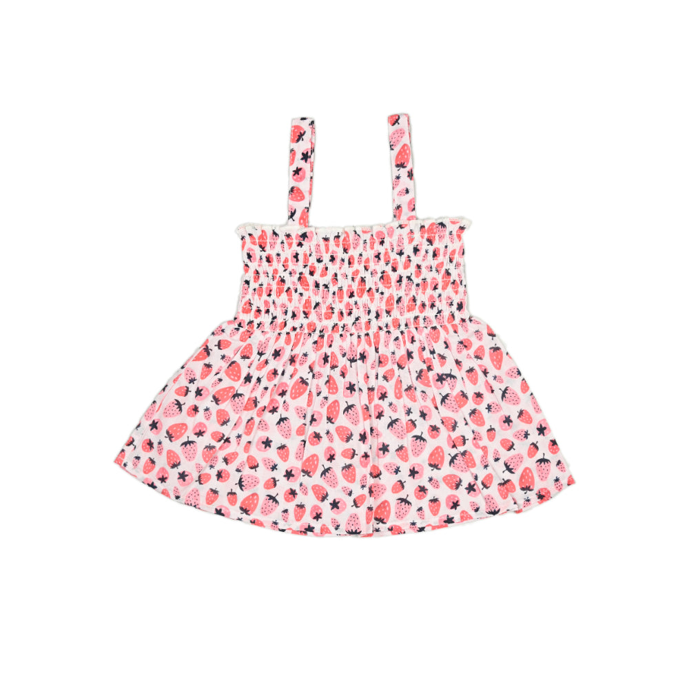 Smocked Kurta Top with Wide Pants in Strawberry