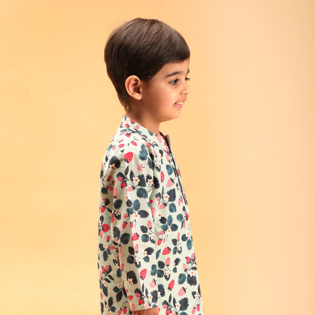 Strawberry Fields Cotton Kurta Set