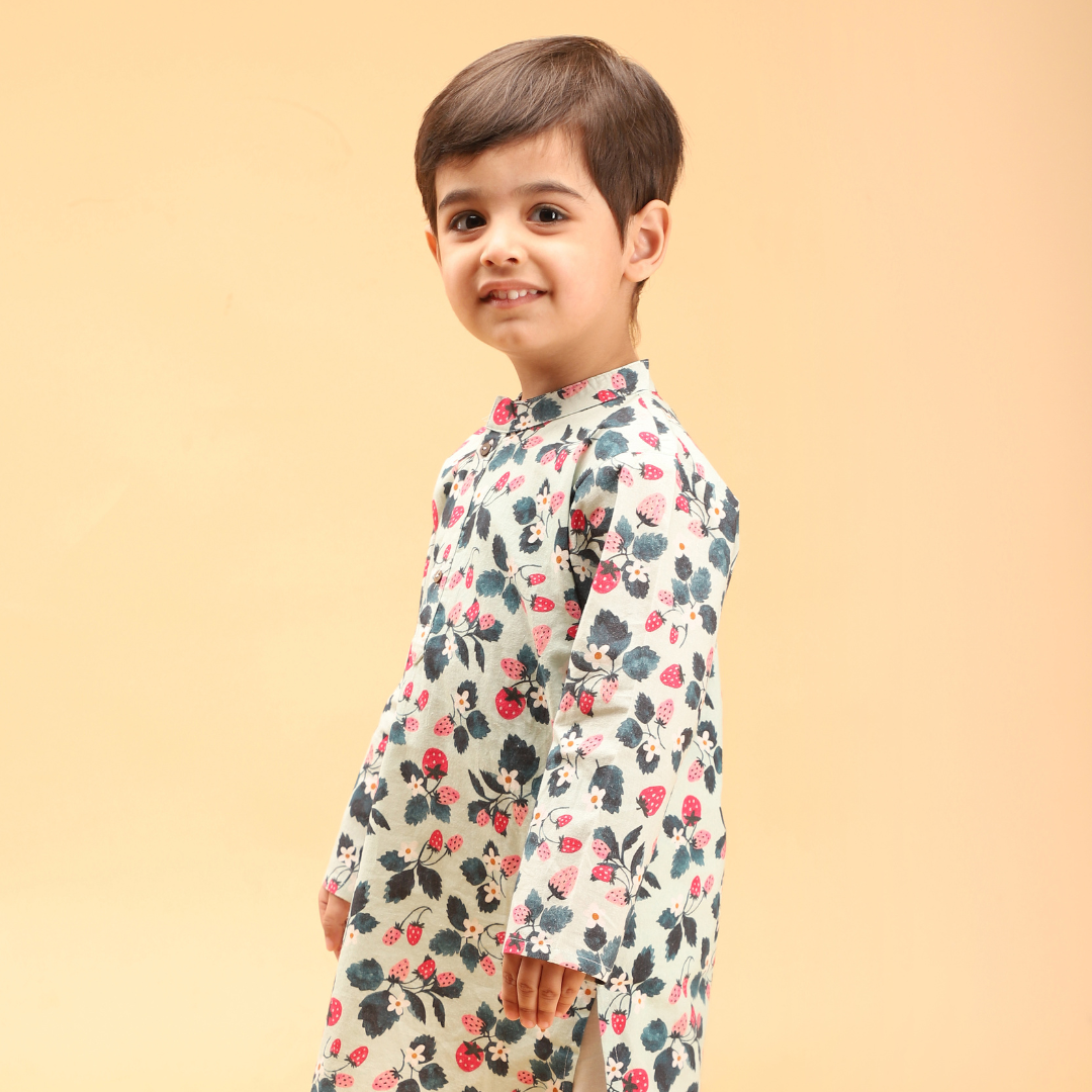Strawberry Fields Cotton Kurta Set